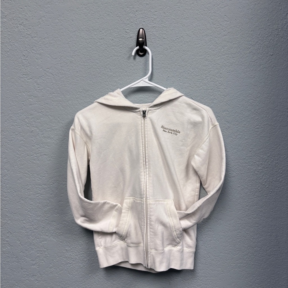 Abercrombie Kids 9-10yo Soft White/Cream Full Zip Hoodie, EUC - Picture 12 of 13